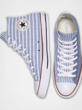 OshKosh Converse High Top Sneakers - Light Blue & White Striped